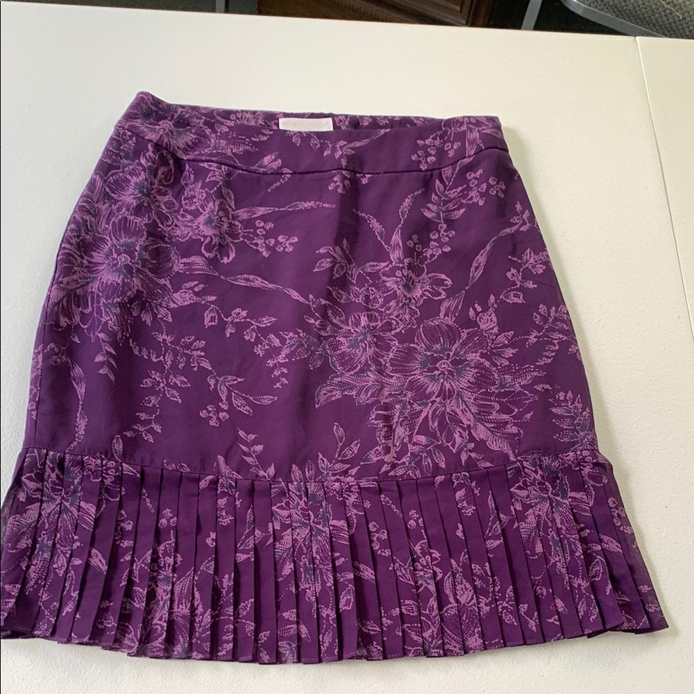 Worthington Petite Purple Floral Skirt Work Apparel Bottom Pleats